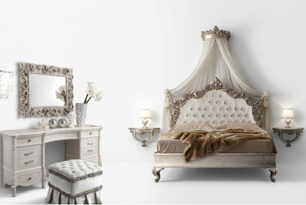 Letto + 2 comodini 3 pezzi Set camera da letto Design Moderno Lusso Chesterfield