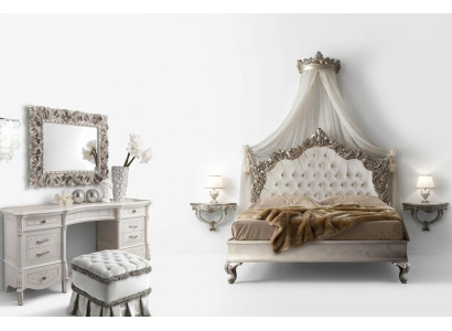Letto + 2 comodini 3 pezzi Set camera da letto Design Moderno Lusso Chesterfield