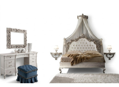 Set completo camera da letto stile barocco reale con letto, tavolo da toeletta, comodino, 6 pezzi.