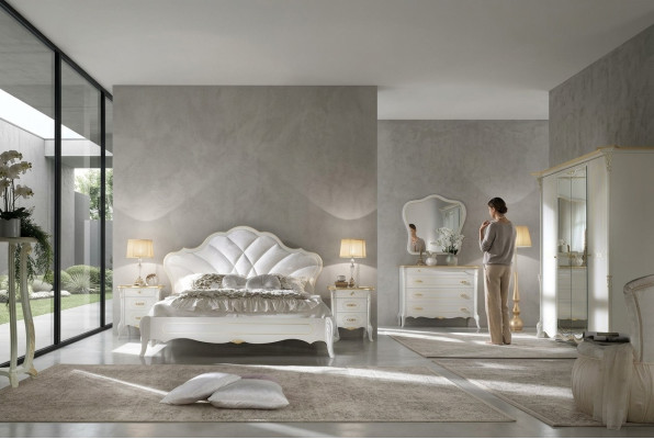 Set camera da letto stile Barocco letto comodino cassettiera mobili letto in legno massello 6 pezzi.