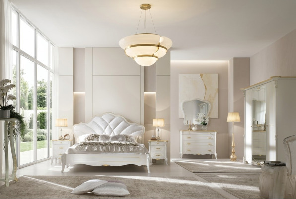 Set camera da letto stile Barocco letto comodino cassettiera mobili letto in legno massello 6 pezzi.