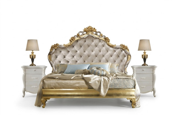 Camera da letto di lusso set 4 pezzi. Letto + 2 comodini + chaise longue design lounge