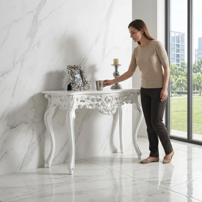Tavolo console di lusso design abbinalo con tavoli in legno argento classico nuovo.