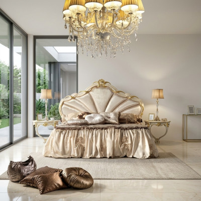 Set da letto 3 pezzi design con letto 2 comodini Classico lusso Mobili da letto