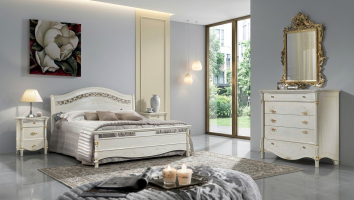 Letto classico Letto matrimoniale Letti Camera da letto Legno Mobili italiani