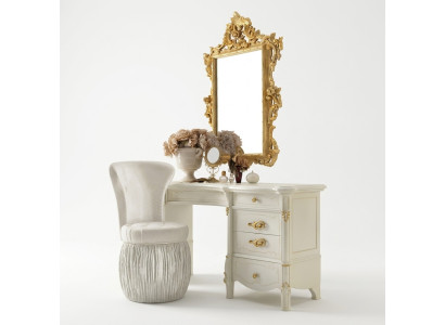 Specchio da toletta Vanity, sgabello, comò camera da letto, barocco rococò 3 pezzi nuovo.