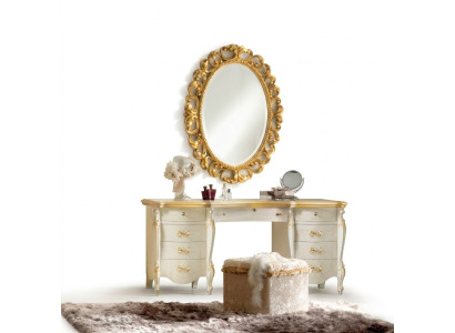 Toletta, specchio, sgabello, set completo, cassettiera, camera da letto, nuovo, 3 pezzi, consolle.