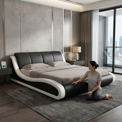 Letto in pelle Design Letto matrimoniale Letti Letto in pelle Imbottitura Camera da letto Matrimonio