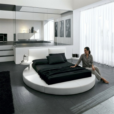 Letto rotondo Letti design rotondi in pelle Doppio telaio hotel di lusso per dormire