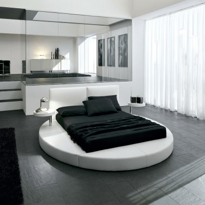 Letto rotondo Letti design rotondi in pelle Doppio telaio hotel di lusso per dormire
