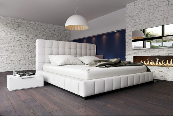 Letto imbottito design bianco letto Letto in pelle matrimoniale Letto matrimoniale Letto matrimoniale design