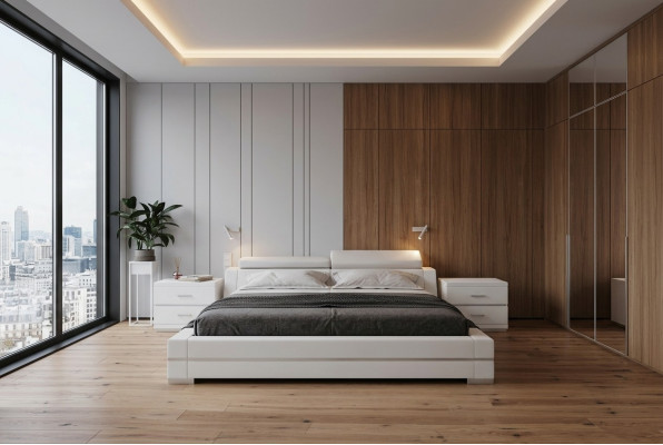 Letto Imbottito Design di Lusso Matrimoniale Hotel Letto Matrimoniale 180x200cm Decorazione del Sonno