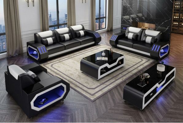 Divano in pelle divano divano set 3+2+1 - Divani design illuminati nuovi