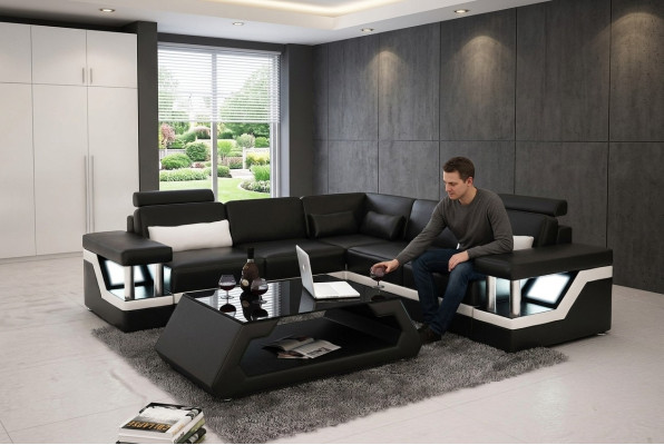 Divani d'angolo in pelle, divano imbottito, angolo seduta, divano design imbottito.