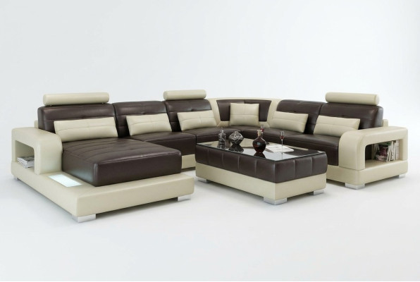 Divano d'angolo in pelle marrone divano design divano divano accogliente garnitura.