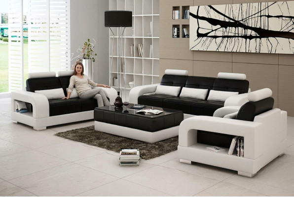 Divano in pelle Divano Divano 3 + 2 Set di divani Design Divano moderno Divani a 5 posti.