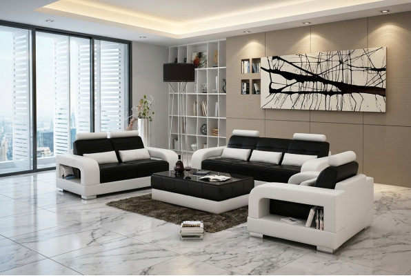 Divano in pelle Divano Divano 3 + 2 Set di divani Design Divano moderno Divani a 5 posti.