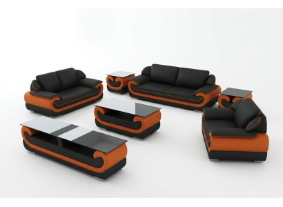 Divano in pelle Divano angolare Set da 3+1+1 posti Design Moderno Sofa