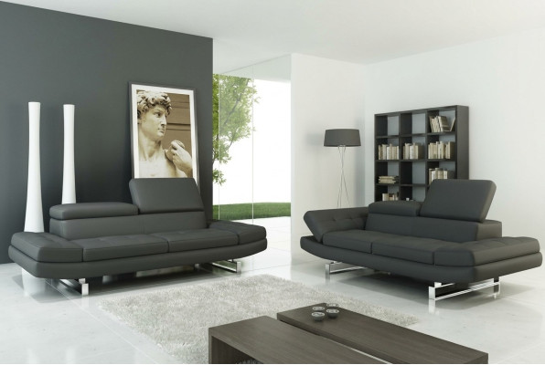 Arredamento divano in pelle divano angolare 3+2 posti design moderno.