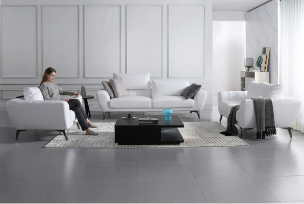 Set completo di divani in pelle - Mobili da soggiorno di design elegante