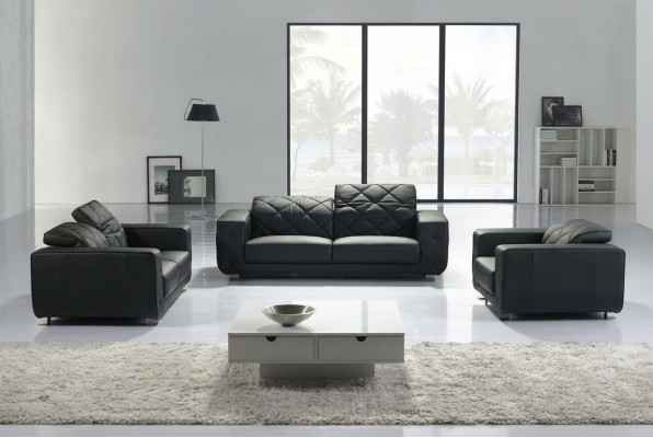 Divano in pelle con sistema di sedute 3+2 posti, set di divani in pelle design moderno