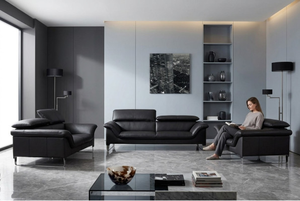 Relax divano 3+2+1 set di posti a sedere design divani imbottiti in pelle.