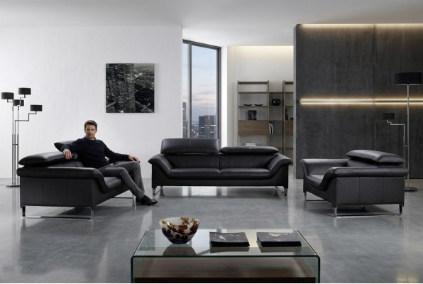 Divano in pelle Divano Composizione soggiorno 3+1+1 Posti Sedute Set Divano Design Moderno