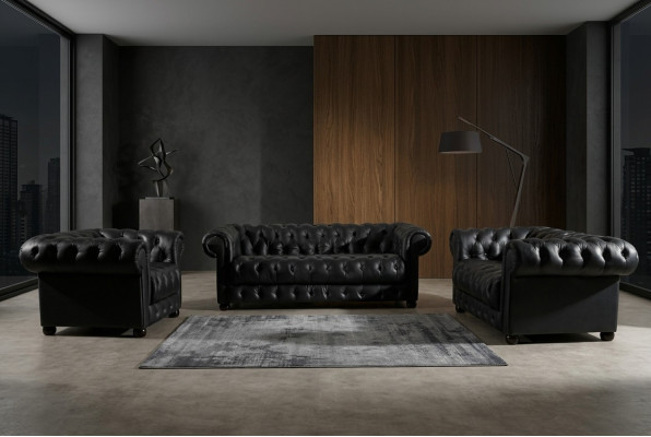 Divano in pelle Set di cuscini Poltrone Chesterfield Divano di design Divano Set