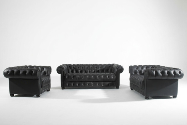 Divano in pelle Set di cuscini Poltrone Chesterfield Divano di design Divano Set