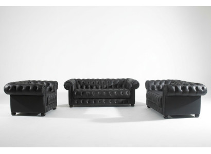 Divano in pelle Set di cuscini Poltrone Chesterfield Divano di design Divano Set