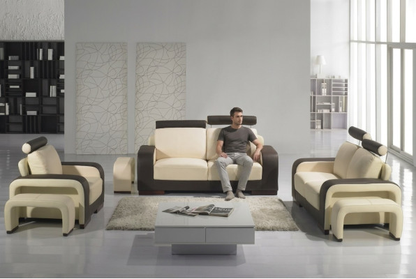 Divano in pelle Set divano 3+2+1 posti Decorazione Sofà imbottito Divano