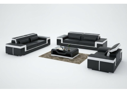 Divano in pelle Divano Composizione salotto 3+2+1 Posti Design Moderno Sofa