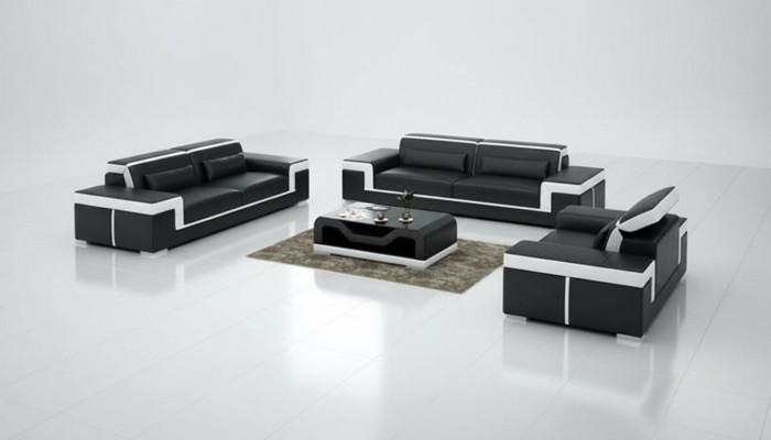 Design imbottito seduta divano a 3 posti set divani divano divani decorativi in pelle.