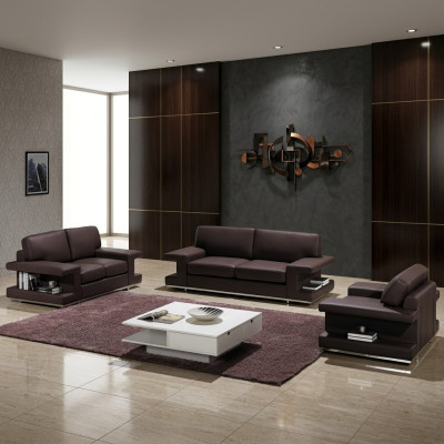 Divano in pelle salotto 3+2+1 set di divani design moderno.