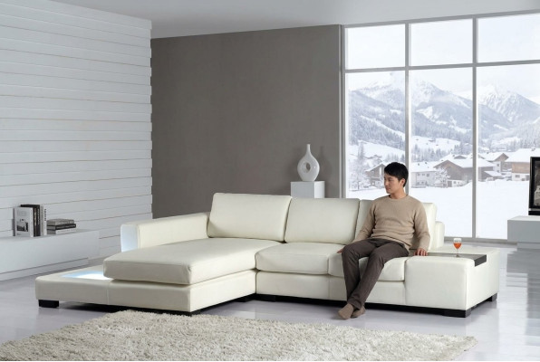Divano ad angolo in pelle di design per arredamento L.