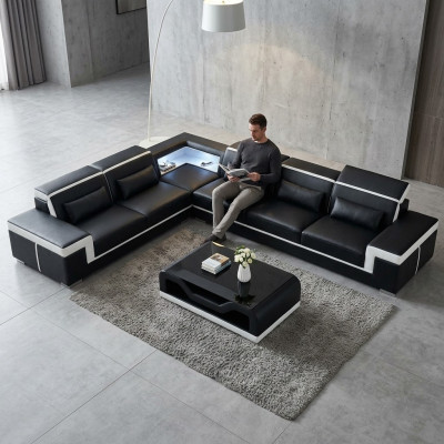 Divano design Divano angolare in pelle Tessuto Modulare Trasformabile Fodera.