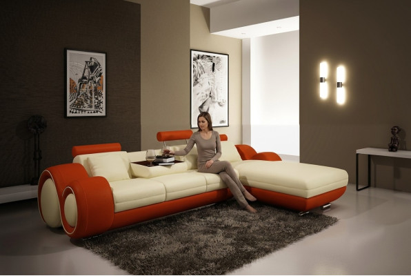Divano ad angolo arrotondato Moderne imbottiture scatolone Set di divani Salotti