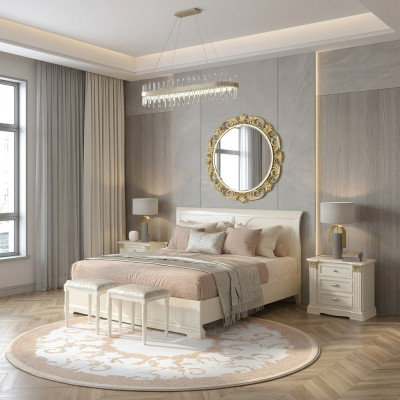 Letto + 2 comodini 3 pezzi Set camera da letto Design Moderno Lusso Mobili classici in legno massello