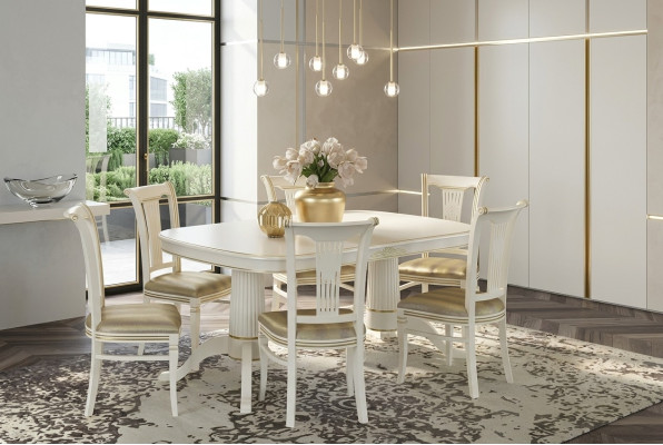 Imposta 4 sedie da sala da pranzo in legno con schienale e design sedute gruppo di mobili.