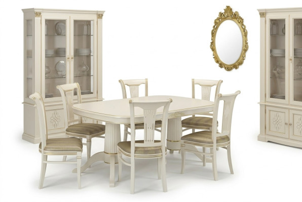 Imposta 4 sedie da sala da pranzo in legno con schienale e design sedute gruppo di mobili.