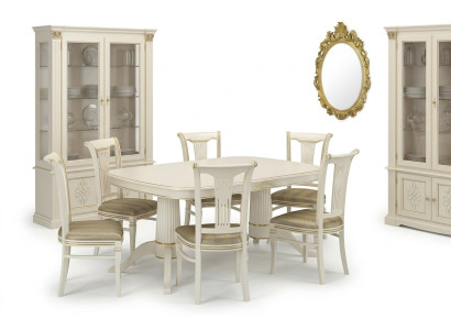 Imposta 4 sedie da sala da pranzo in legno con schienale e design sedute gruppo di mobili.