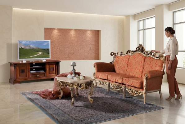 Designer 311 Sitzer Set di divani con 3 posti Imbottitura Italienische Möbel Divano in legno massello