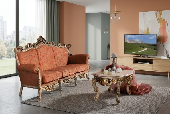 Designer 311 Sitzer Set di divani con 3 posti Imbottitura Italienische Möbel Divano in legno massello