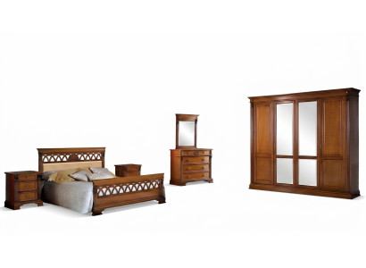 Set da camera da letto completo con comò, letto, armadio, comodino. In legno massiccio 6 pezzi.