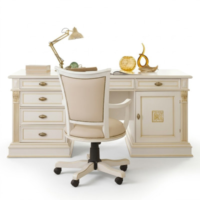 Bureau set scrivania poltrona da scrivania completa ufficio barocco rococò set 2 pezzi in legno massiccio
