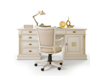 Bureau set scrivania poltrona da scrivania completa ufficio barocco rococò set 2 pezzi in legno massiccio
