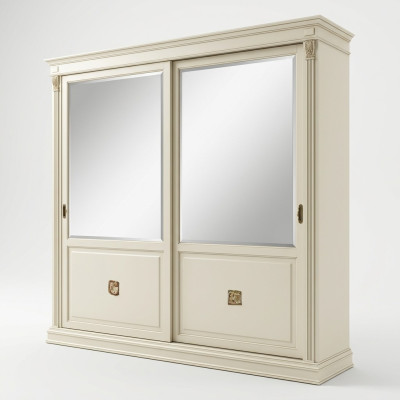 Mobile guardaroba di lusso con ante scorrevoli di design per camera da letto in legno massello nuovo.