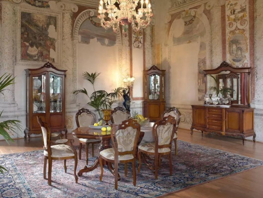 Mobili barocchi italiani per sala da pranzo 11 pezzi Set tavolo sedie cassettiera legno massiccio
