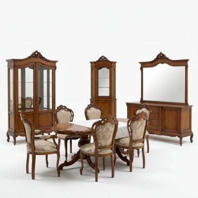 Mobili barocchi italiani per sala da pranzo 11 pezzi Set tavolo sedie cassettiera legno massiccio
