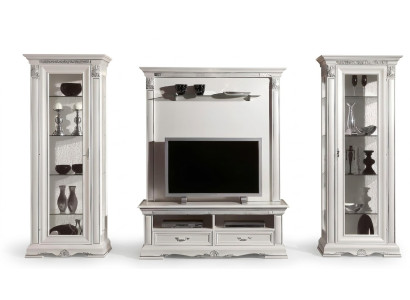 Classica parete soggiorno vetrina sideboard mobile TV libreria pareti armadio 4 pezzi in legno massiccio.